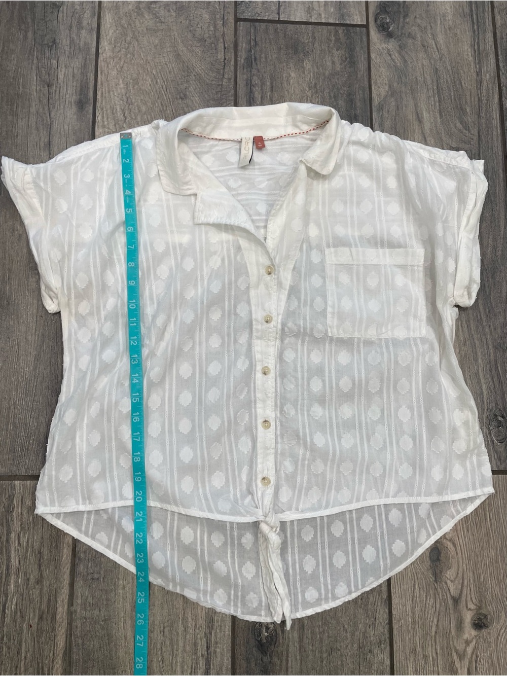 Anthropologie White Button-Down Tie-Hem Blouse - Picture 5 of 8